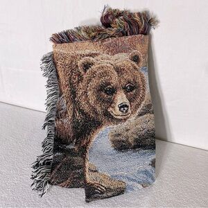 Vintage Mohawk Home Bear Tapestry Throw Blanket W Fringe